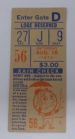 August 18th 1973 Mets Baseball Ticket Stub
