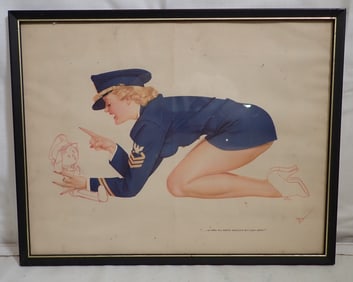 Framed Military Pin Up Girl Petty Print