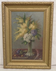 Still Life Oil on Board Painting Signed