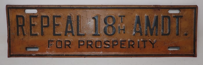 Repeal 18th AMDT For Prosperity License Plate