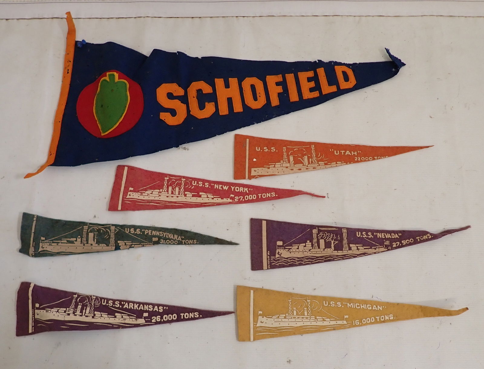 Pennants incl Battleships: Largest is apprx 21" long