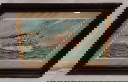 1898 M.F Tobin US Battleship Maine Lithograph