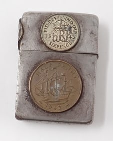 Early Zippo Lighter w/ Foreign Coins