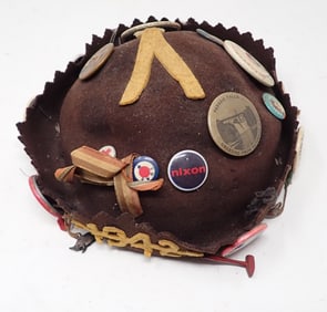 1942 Hat w/ Political Military & Misc Pinbacks