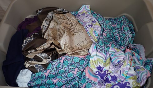 Tote of Misc Clothing & Scarves