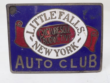 Little Falls New York Auto Club License Plate Badge
