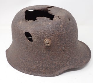 WWI Imperial German Combat Helmet w/ Bullet Holes