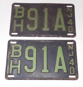 Pair of 1940 New Jersey License Plates