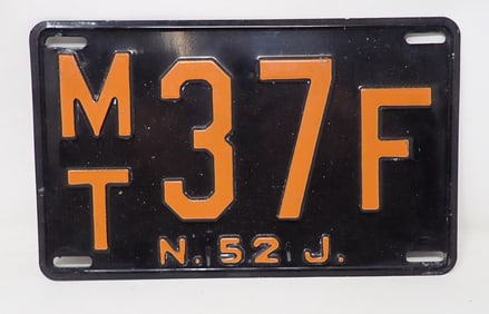 1952 New Jersey License Plate