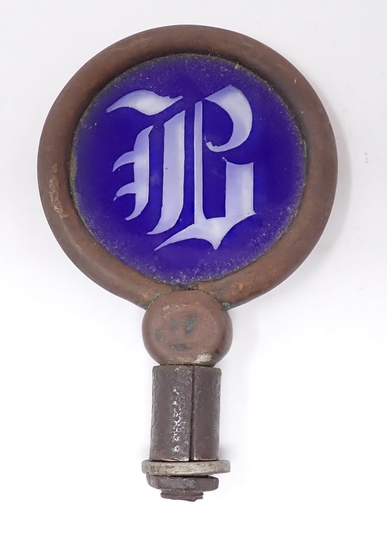 Etched Glass & Brass Radiator Cover Top: Approx 2 3/4" in diameter and 4 1/4" long.