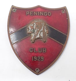 1929 Peningo Club Indian Enameled Brass Badge