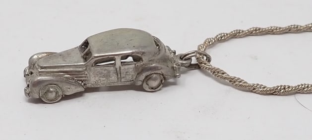 Sterling Silver Car Charm & Necklace