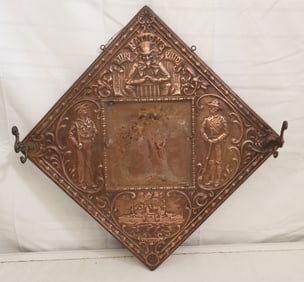 Tin Olympia Mirror / Hat Rack