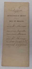 U.S .S. Ingallo 1900 Bill of Health St. Thomas