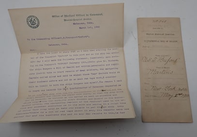 1900 U.S.T Buford Body Transport Letter & Misc