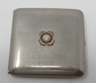 1918 Gilbrator Coast Guard Nickel Silver Cigarette Case