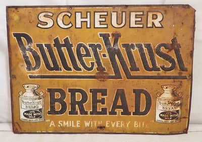 Scheuer Butter Krust Bread Tin Sign