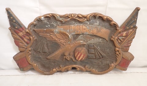 Cast Aluminum Patriotic Liberty Eagle Plaque