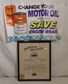 PA State Nautical Certificate & Sunoco Poster