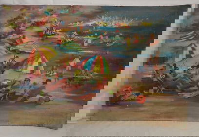 John Reilly Beach Scene Oil Painting