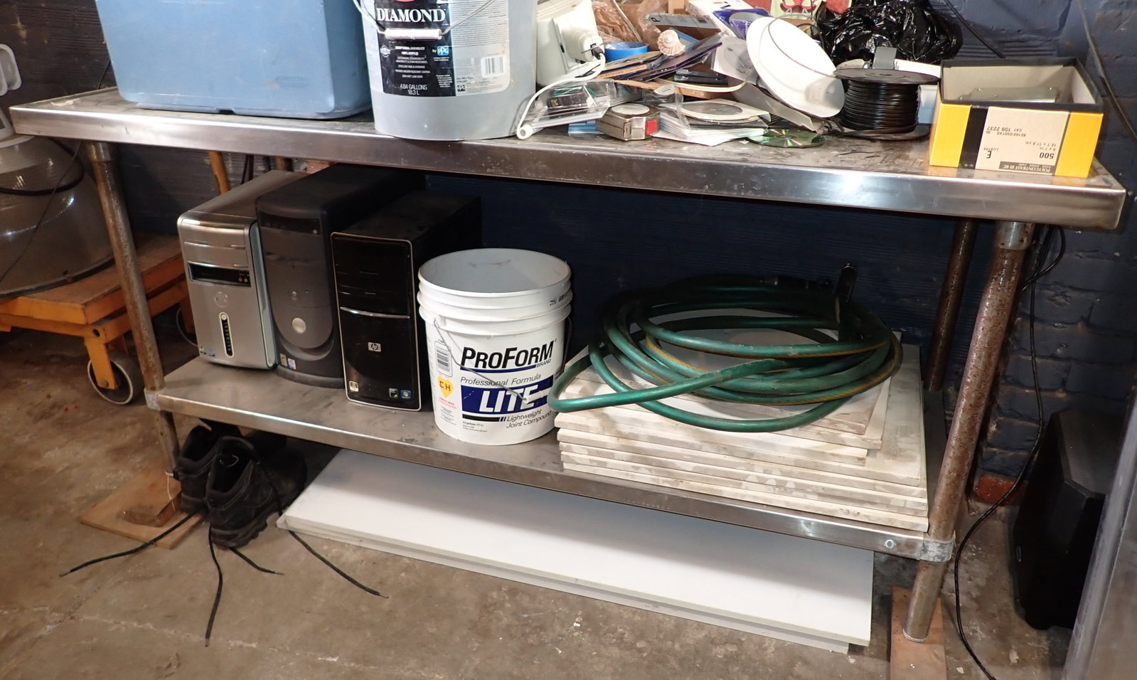 Stainless Steel Table: Apprx 30" x 72" x 33 1/2" tall. Does not include items on it. Bring proper help to remove ! No in house shipping !