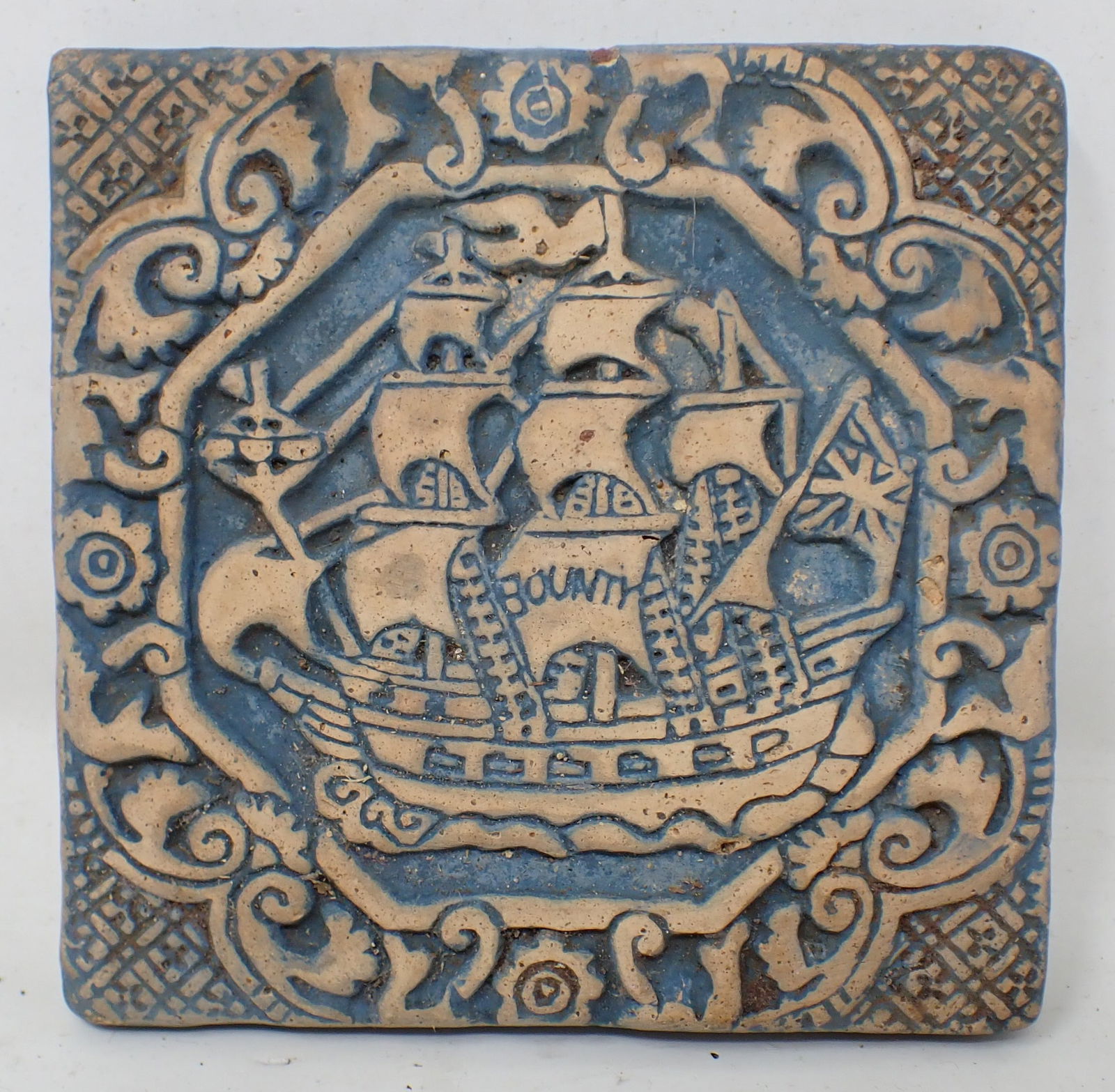 Moravian Bounty Ship Tile: Apprx 4" x 4"