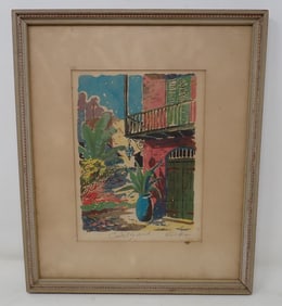Harry Reeks Signed Court Yard Litho