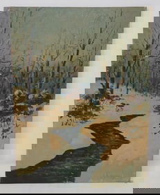 Signed Oil on Board Snow Scene