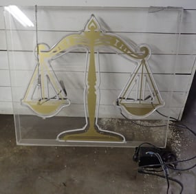 Scales of Justice Neon Sign