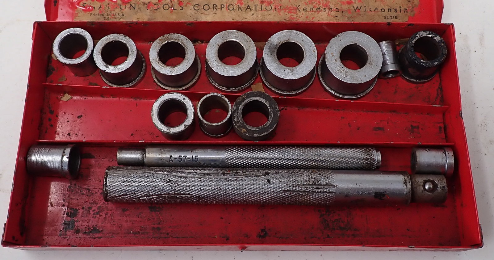 Bushing Drivers in Vintage Snap On Box: Box is approx 4 1/4" x 8" x 7/8"