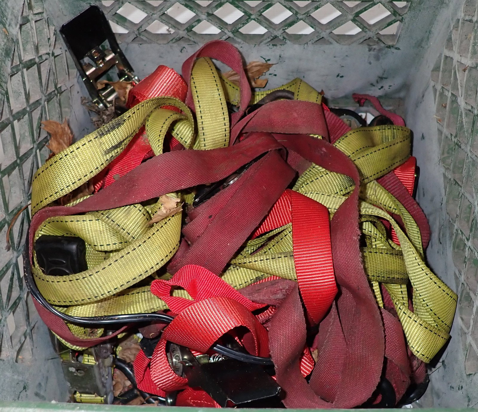 Milk Crate of Rachet Straps (1 of 2)