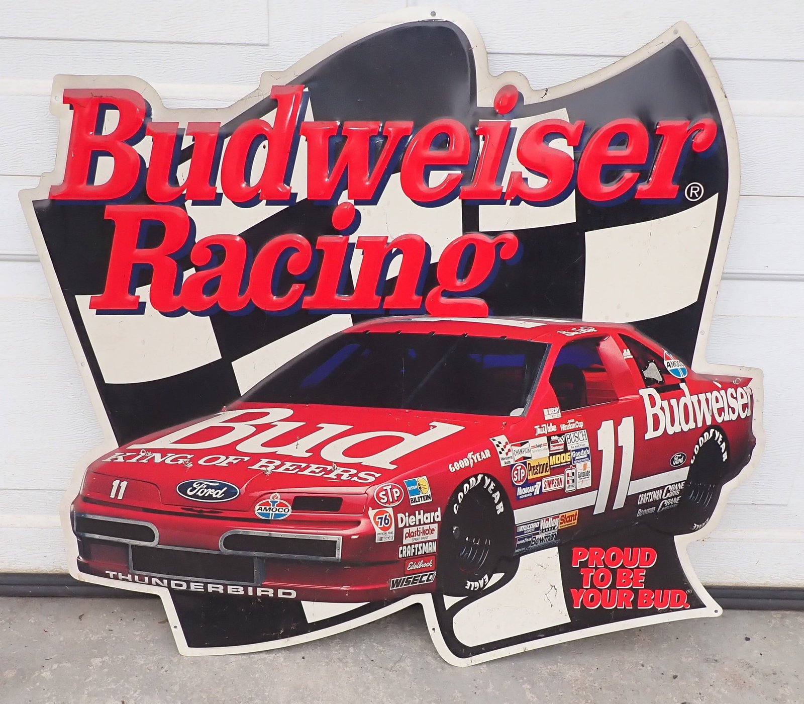 Budweiser Racing Bill Elliot Tin Sign: Approx 32 1/2" x 30". No in house shipping !