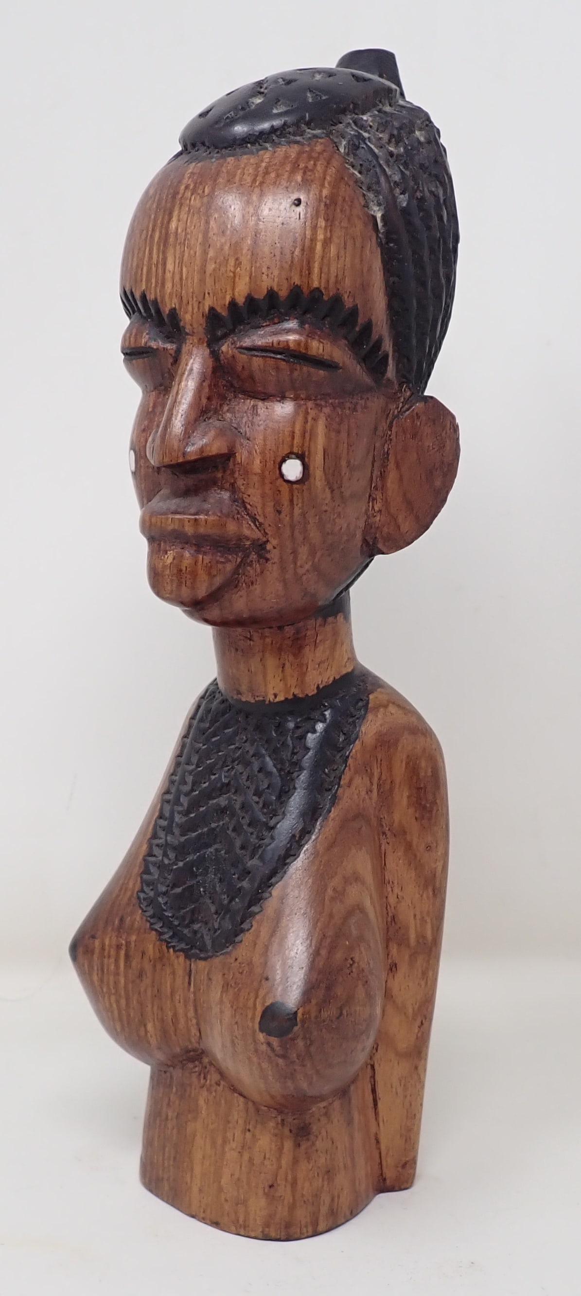 Tribal Wooden Nude Bust: Apprx 10" tall