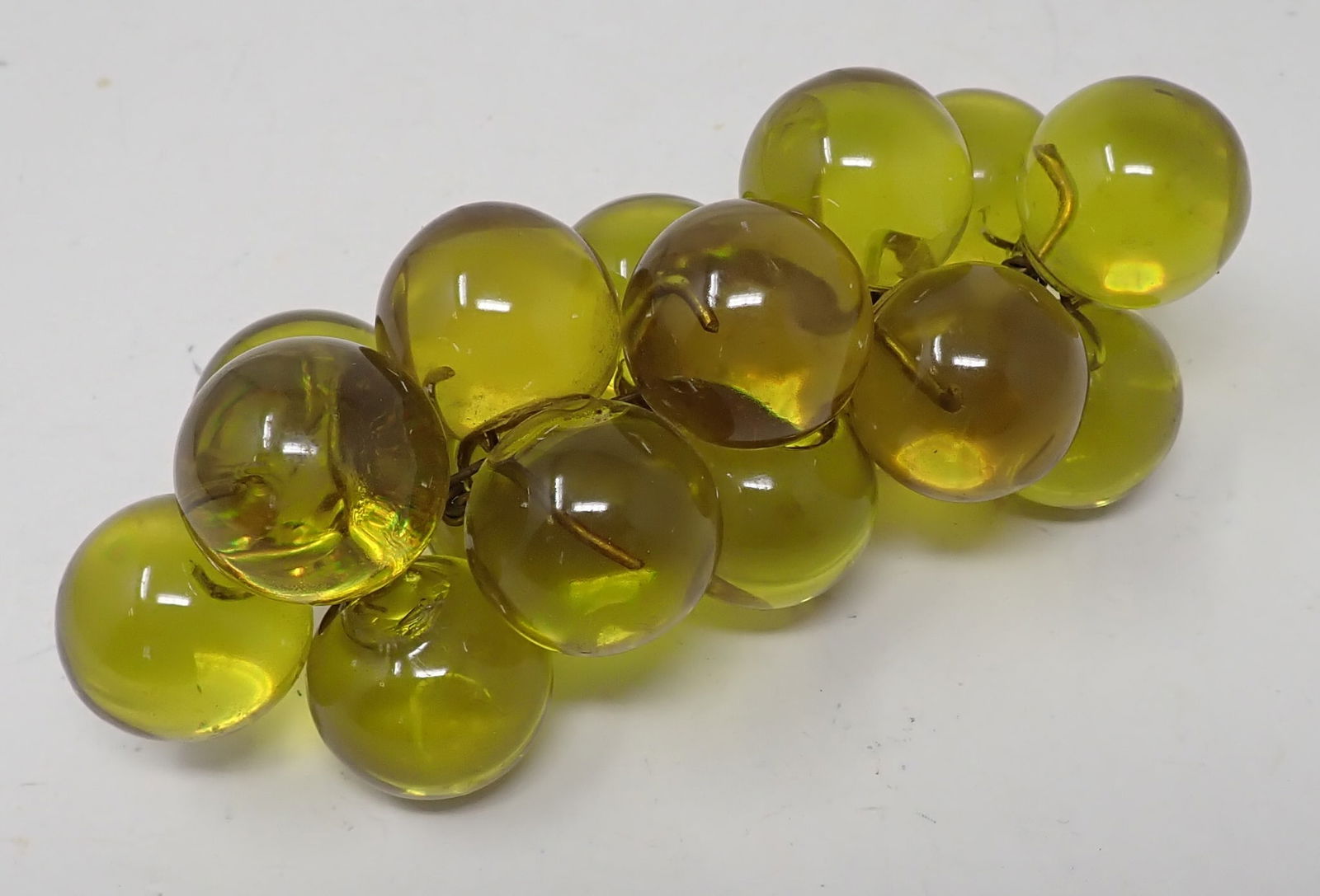 Lucite Grapes: Approx 1 1/8" in diameter and 6 1/4" total length