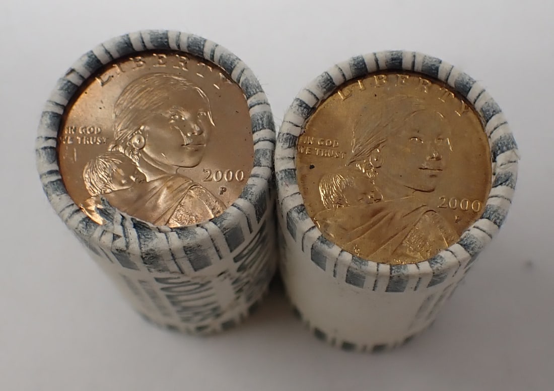 2 Bank Rolls of 2000 Sacagawea Dollars (1 of 2)