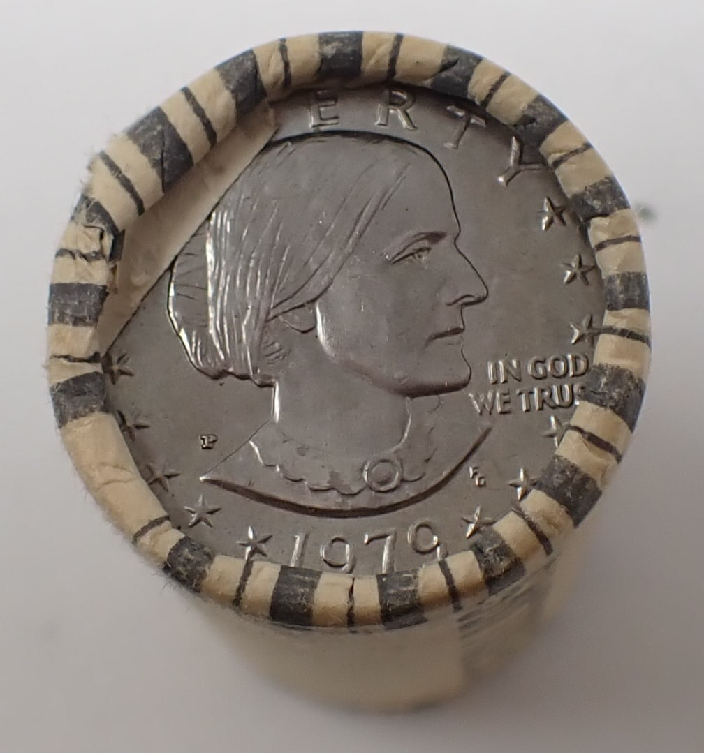 1979 Susan B Anthony Dollar Coin Bank Roll: Approx 7.2 ounce total weight