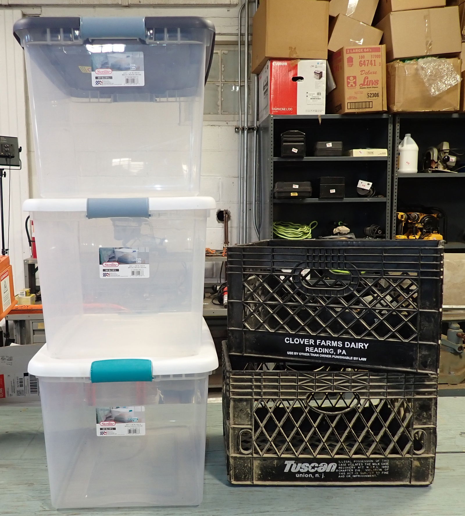 3 Totes & 2 Milk Crates (1 of 2)