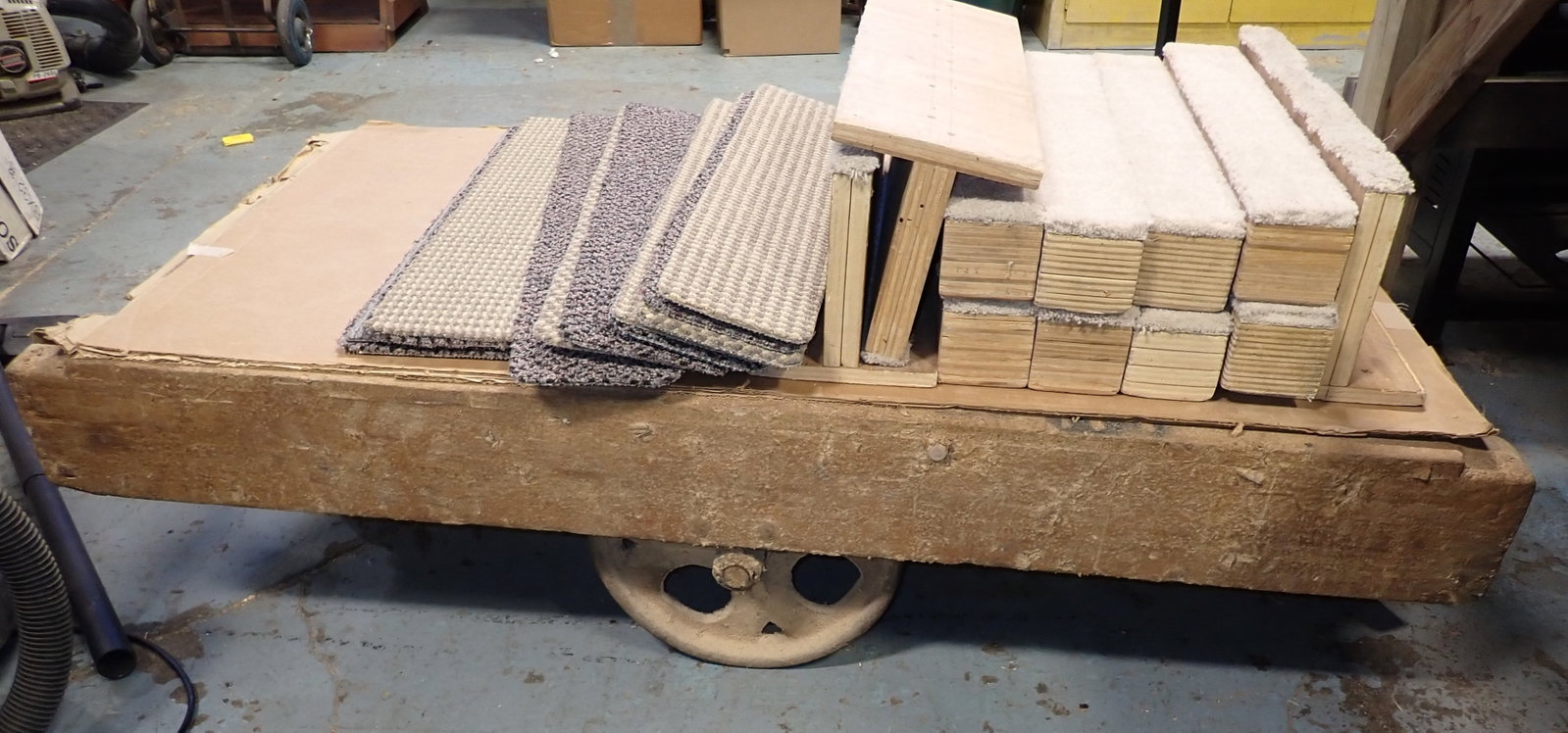 Industrial Cart: Approx 30" x 60" x 15 1/2" tall. No in house shipping ! Bring help to load !