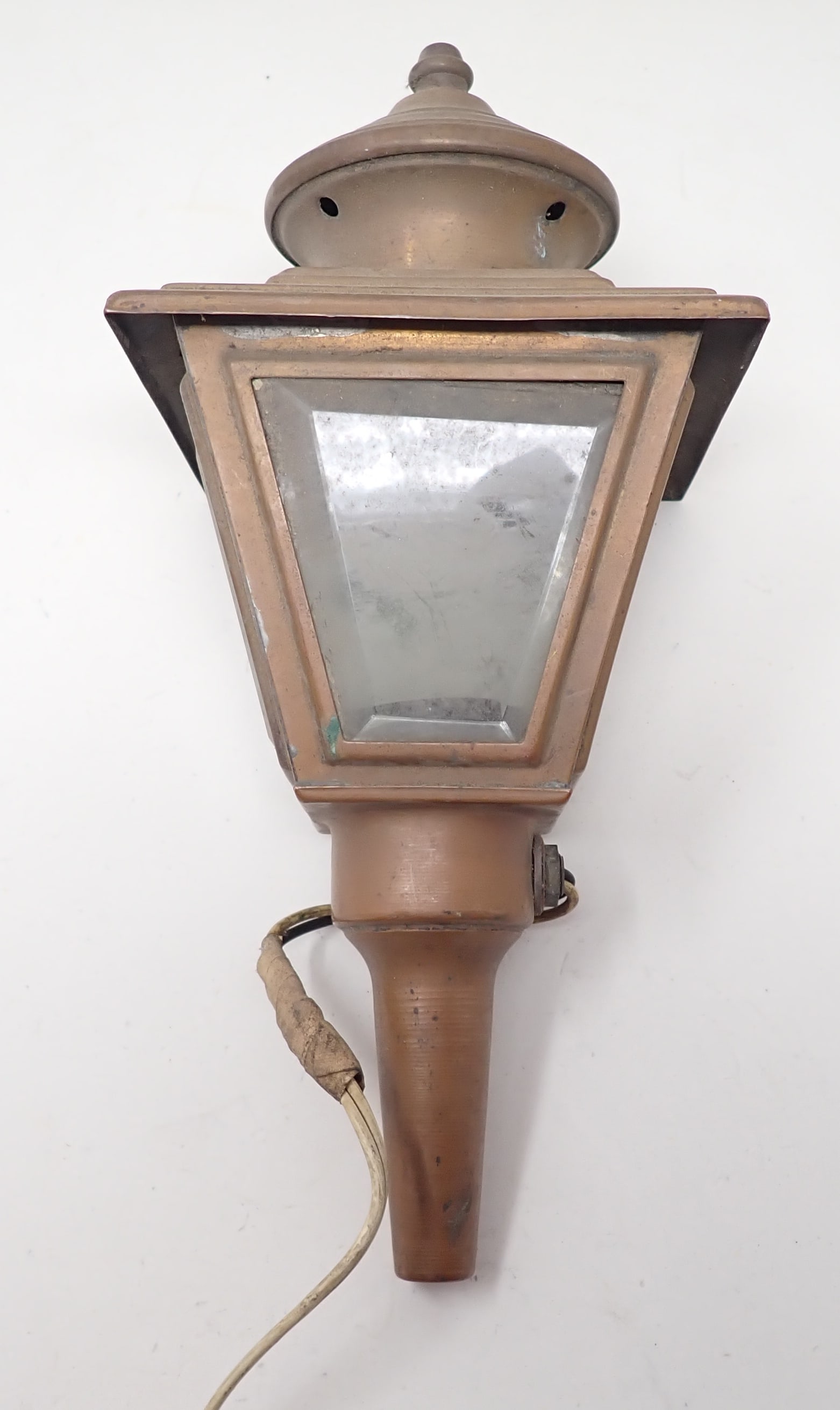 Copper Lamp: Approx 5 1/4" x 5 1/4" x 11 1/2" long.