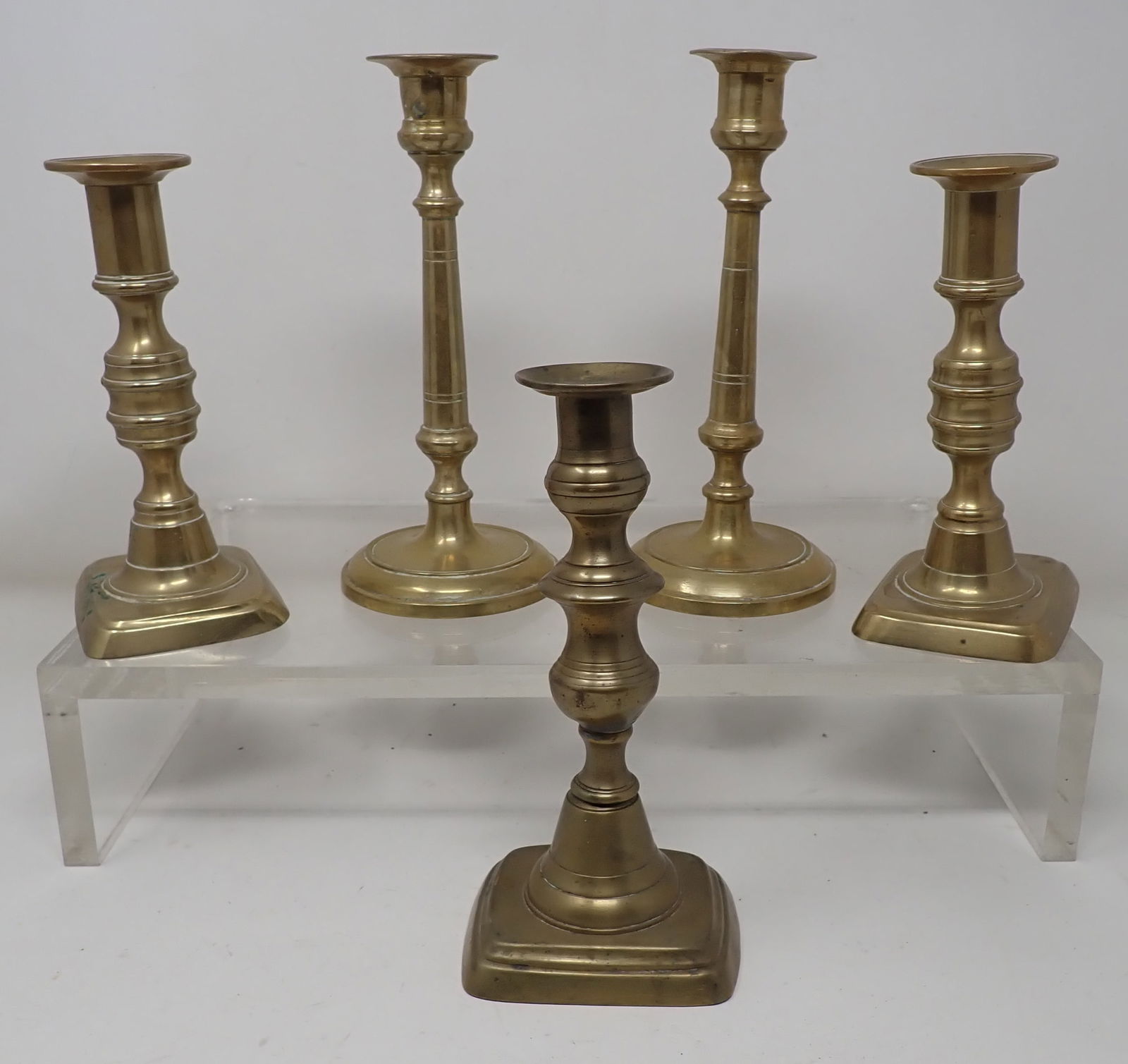 Brass Candlesticks incl Push Up: Tallest are apprx 7 3/4" tall
