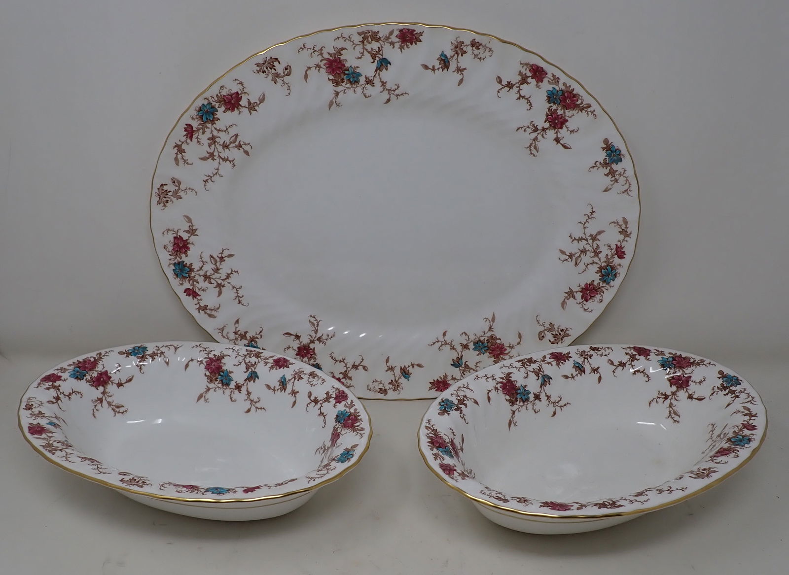 Minton Ancestral Platter & Veggie Dishes: Platter is approx 11 3/4" x 15"