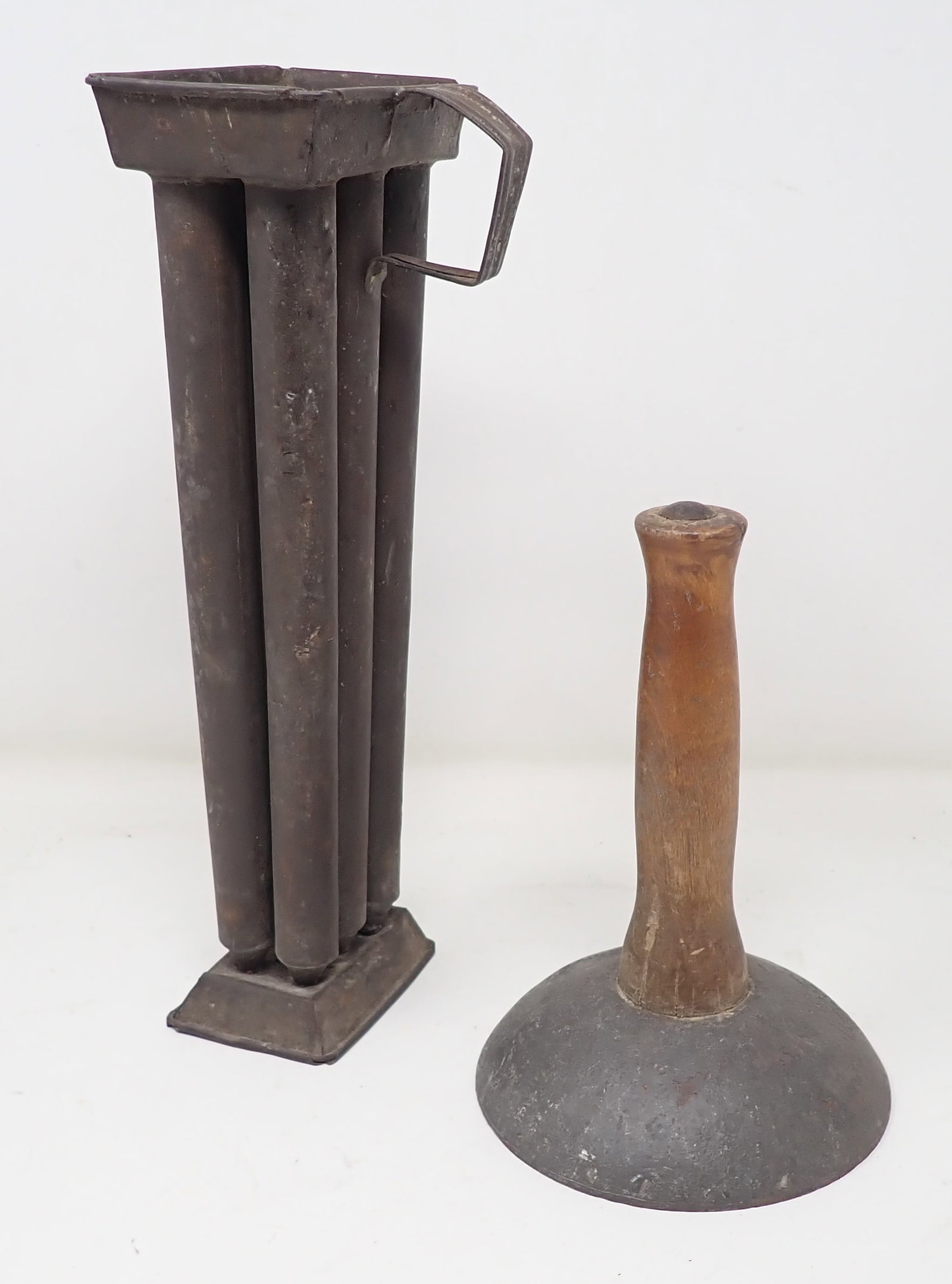Hog Scraper & Candle Mold: Mold is approx 2 3/4" x 3 3/4" x 11" tall