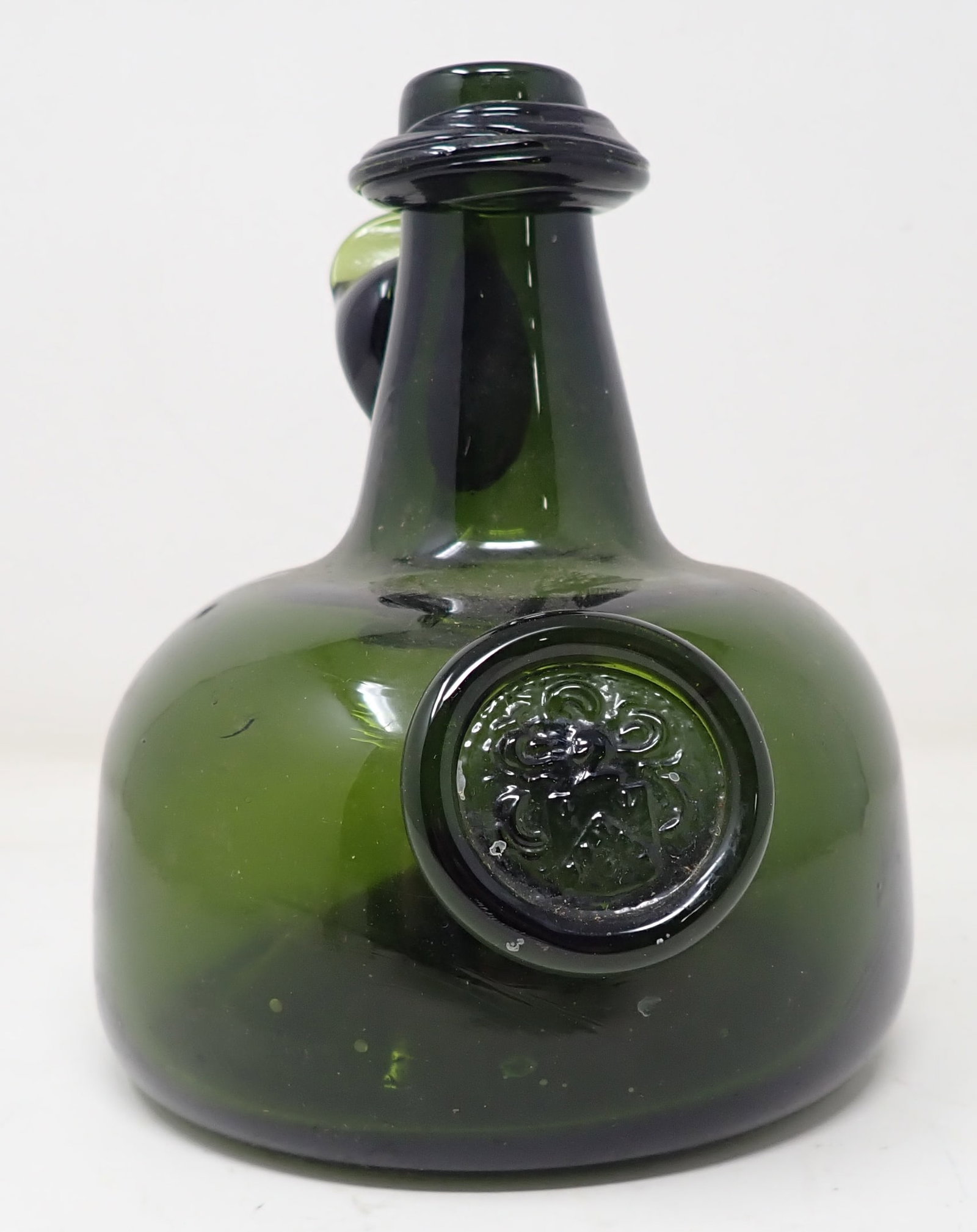 Blown Wine Bottle / Decanter: Approx 5 1/2" in diameter and 6 3/4" tall
