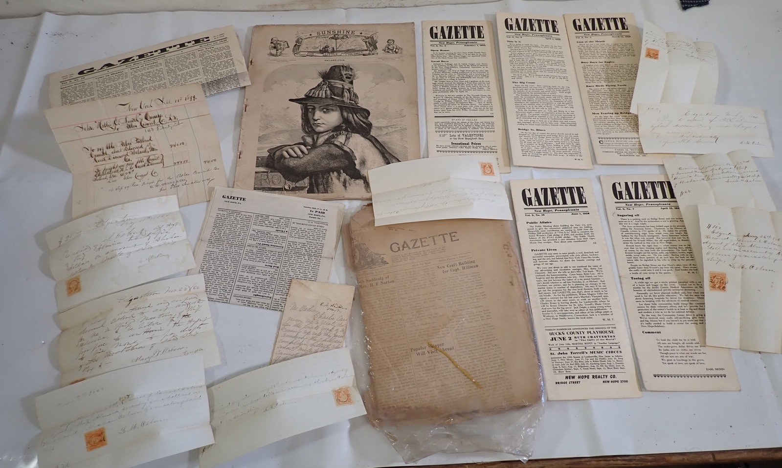1950's New Hope Gazettes 1860's & Misc Ephemera: Getting all pictured
