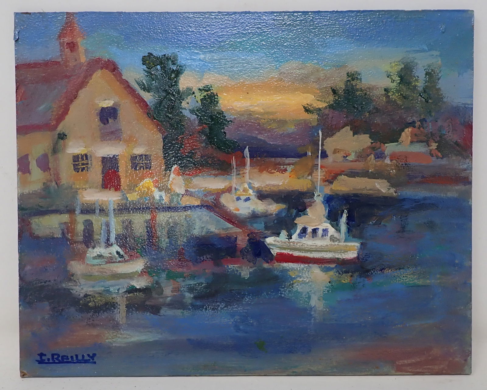 John Reilly Harbor Oil on Board Painting (1 of 3)