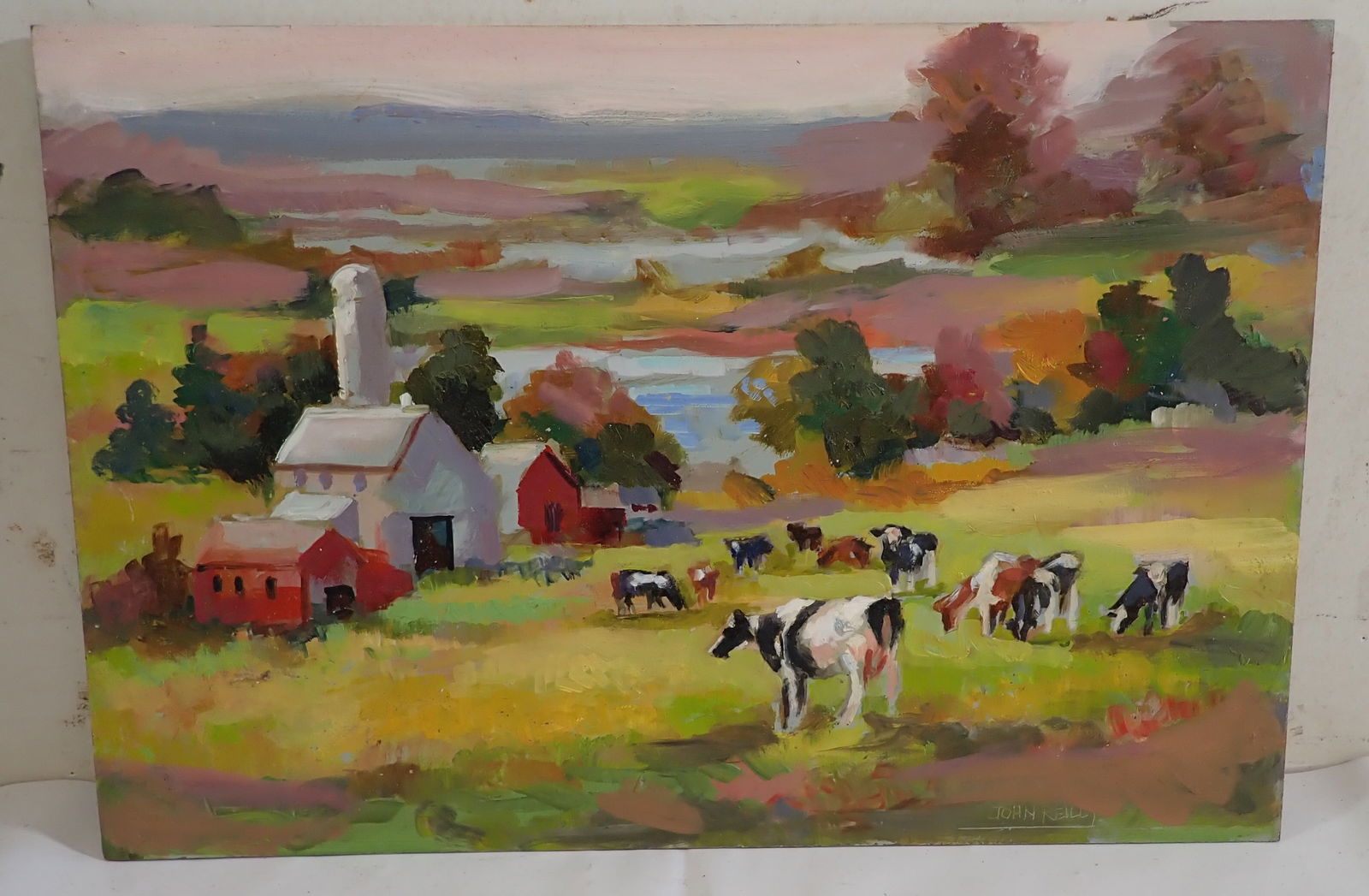 John Reilly Holstein Cow Farm Oil Painting (1 of 3)