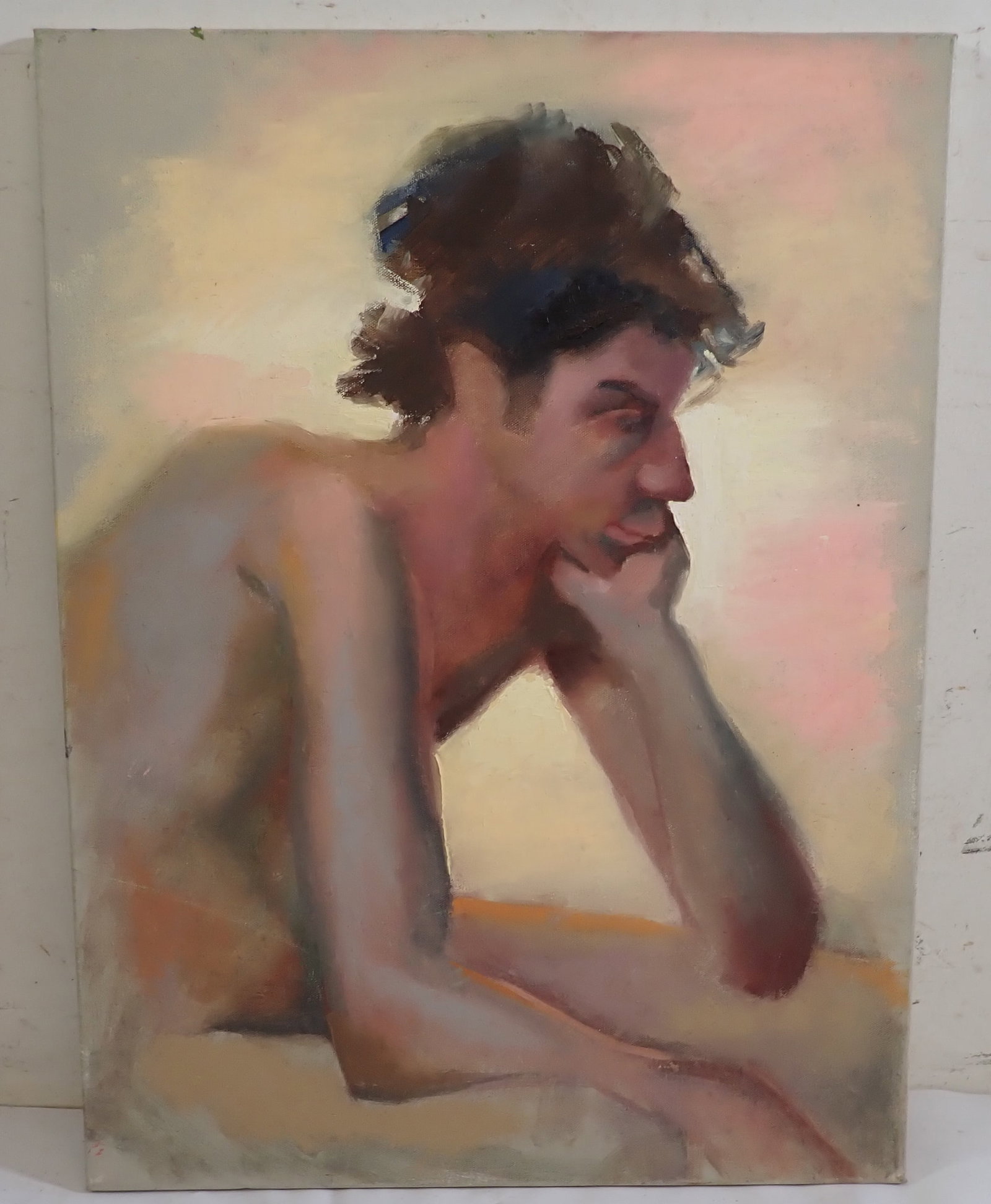 John Reilly Oil on Canvas Portrait: Approx 18" x 24". If shipping is needed, contact UPS Store 5528 to get a shipping estimate BEFORE bidding. Their phone number is (908)213-6838 and select option 5. Or email store5528@theupsstore.com .