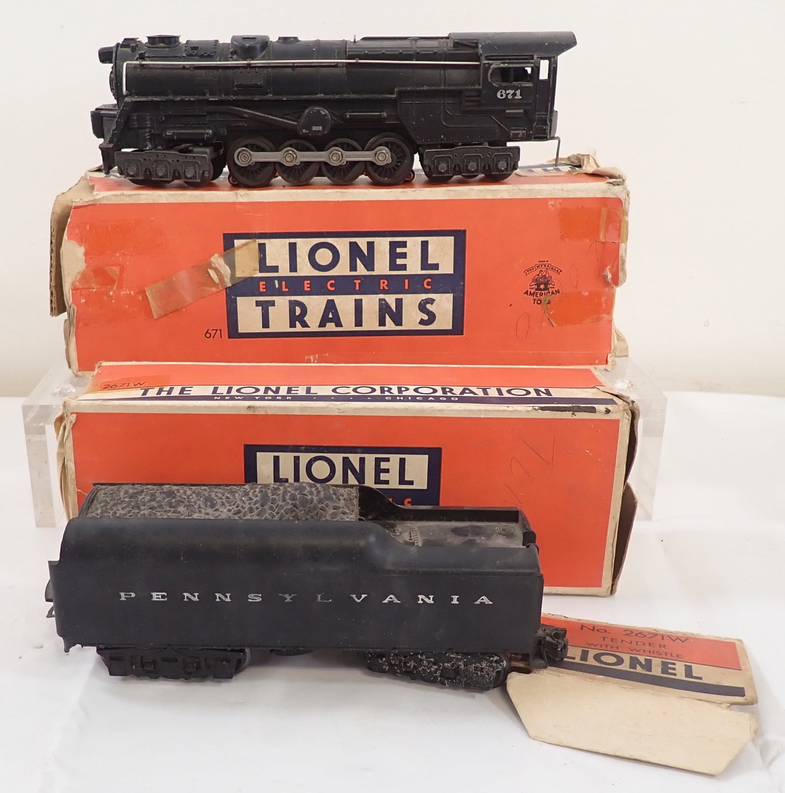Lionel 671 Steam Locomotive w/ Pennsylvania Tender: Getting all pictured
