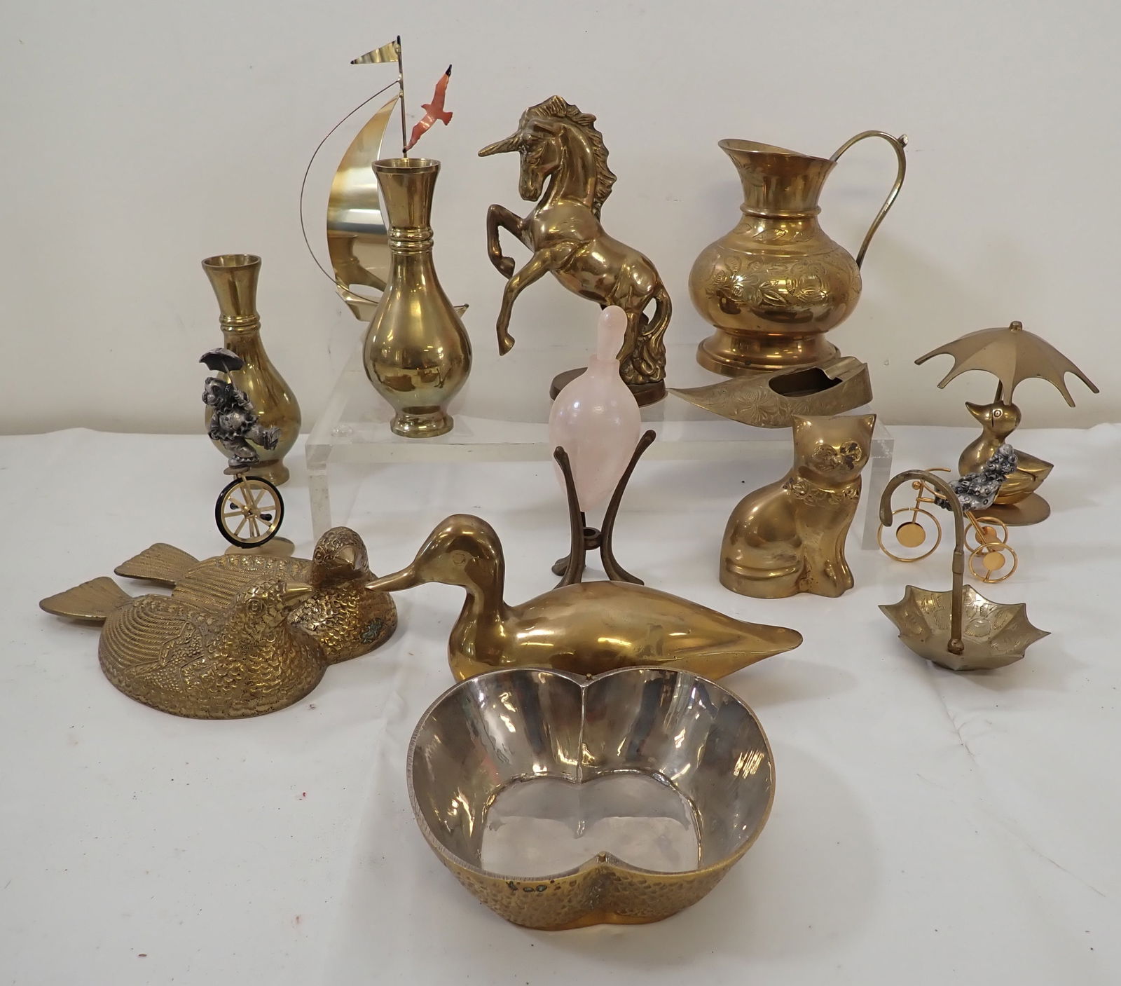 Brassware Unicorn Ducks Cat Pewter Clowns & Misc (1 of 8)