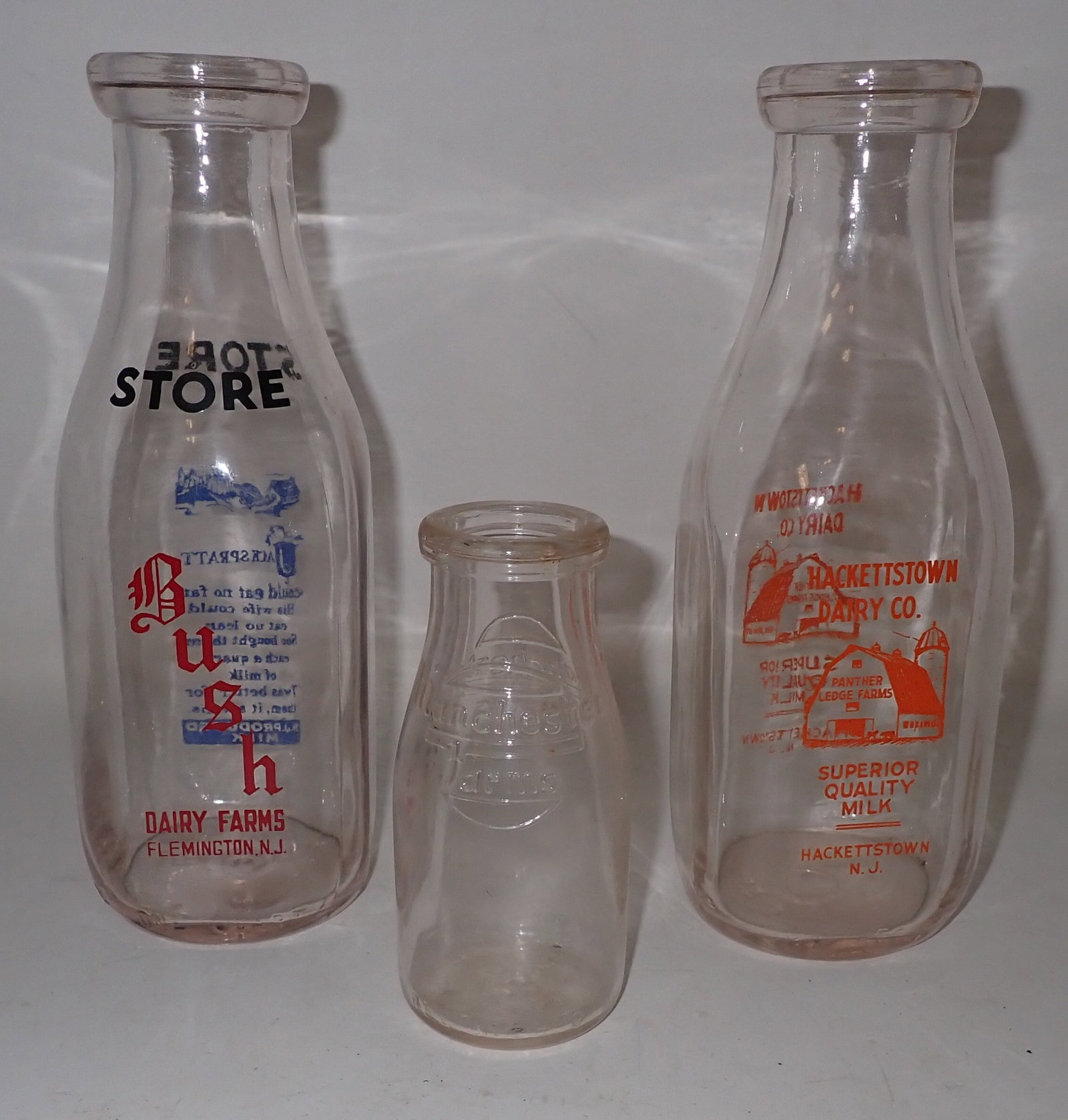 Milk Bottles incl Hackettstown Dairy Bush Flemington: Also included is Manchester Farms